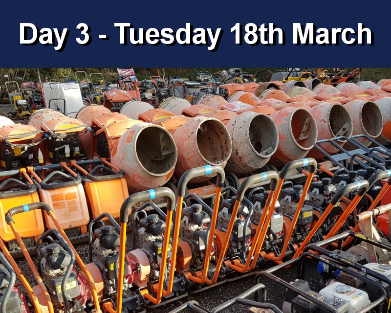 Day 3 Carlton Timed Sale (Builders Equipment, Garden Machinery, Attachments & Micro Plant)(ENTRIES CLOSING TUESDAY 11TH MARCH - TOP YARD ONLY)