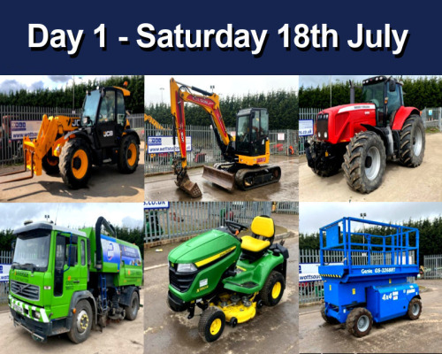 Day 1 Carlton LIVE SALE (internet bidding only) (Large Plant, Agricultural, Tractors, Grounds Maintenance, Powered Access, Trailers & Vehicles)---PLEASE NOTE: Collections are available from the NEXT working day (NO same day collections are permitted)