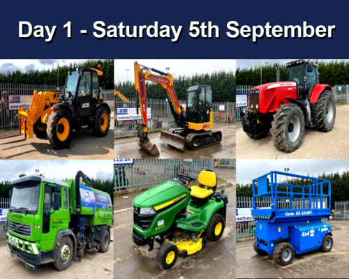 Day 1 Carlton LIVE SALE (internet bidding only) (Large Plant, Agricultural, Tractors, Grounds Maintenance, Powered Access, Trailers & Vehicles)---PLEASE NOTE: Collections are available from the NEXT working day (NO same day collections are permitted)