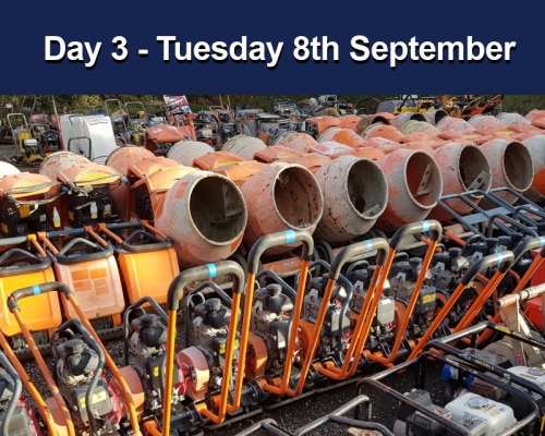Day 3 Carlton Timed Sale (Builders Equipment, Garden Machinery, Attachments & Micro Plant)---PLEASE NOTE: Collections are available from the NEXT working day (NO same day collections are permitted)