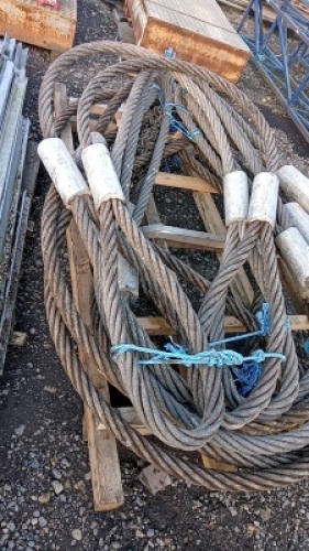 Pallet of heavy duty wire lifting slings