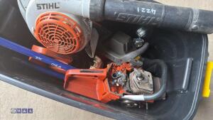 Box of Husqvarna/Stihl spares & pipe bender - 2