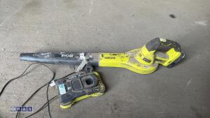 RYOBI battery hand held mower c/w battery & charger