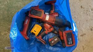 Bag of HILTI 18v cordless tools, DEWALT & MILWAUKEE 18v batteries (29)