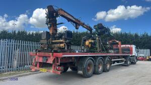 2012 SDC articulated tri-axle flatbed brick trailer with TEREX ATLAS 85.2 donkey engine brick crane and ATLAS TREX donkey engine brick crane (ID Mark C362991) - 3
