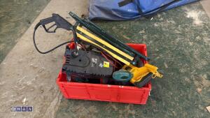 Box of power tools, batteries etc