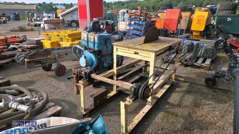 LISTER twin cylinder diesel engine, electric start / manual saw bench
