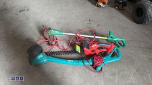 Battery hedge trimmer & 2 x 240v strimmers
