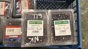 Tray of 25KS boxes ring nails - 2