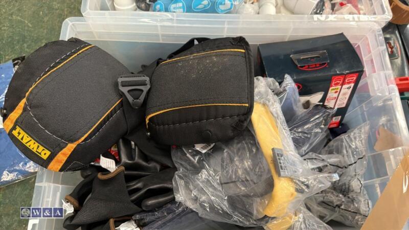 Box of workwear, masks, gloves, t-shirts