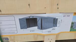 13ft x 20ft metal shed c/w door (dark grey) (unused)