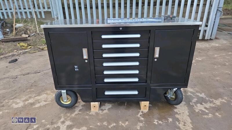 4.5ft 7-drawer 2-cabinet workbench (unused)