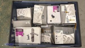 Box of ironmongery hinges, handles, locks