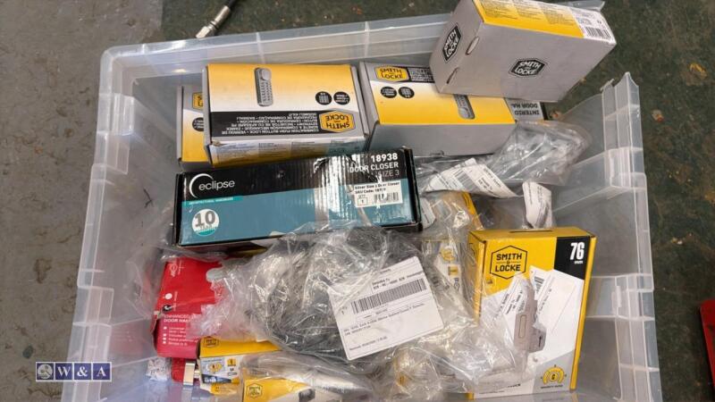 Box of ironmongery hinges, handles, locks