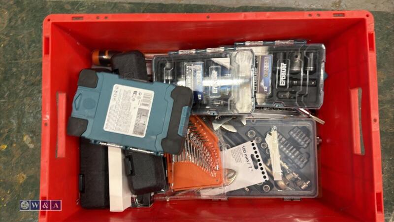 Box of tools, hammer, chisels, sockets