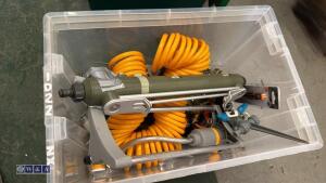 Box of sprinklers, hoses, coupling nozzles