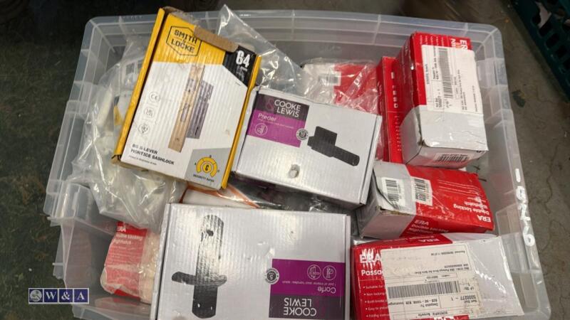 Box of ironmongery hinges, handles, locks