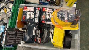 Box of safety equipment, ear defenders, visors