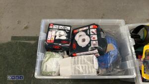 Box of safety equipment, masks, helmets, socks, gloves - 2
