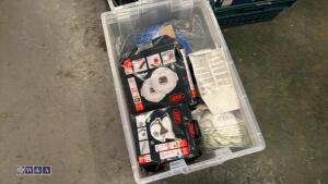 Box of safety equipment, masks, helmets, socks, gloves - 3