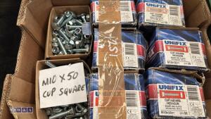 Box of M10/50 carriage bolts