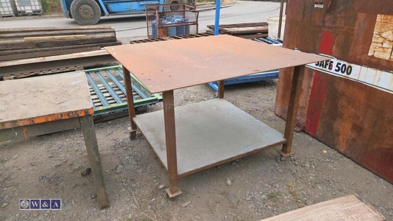 Metal wheeled work table