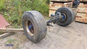 Trailer axle c/w super single wheels & tyres