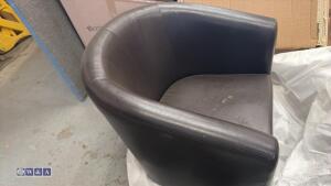 2 x leather tub chairs (brown) - 3