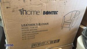 2 x leather tub chairs (brown) - 4