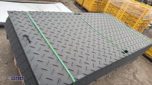Approximately 12 x (8ft x 4ft x 12mm) ground protection mats c/w connectors - 6