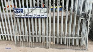 Pair of galvanised wrought iron gates (approx 2m high x 3m wide)