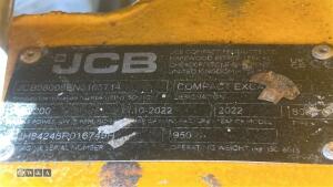 2022 JCB 8008 rubber tracked excavator (s/n 3165714) with 3 buckets, blade, piped, expanding tracks & ROPS - 20