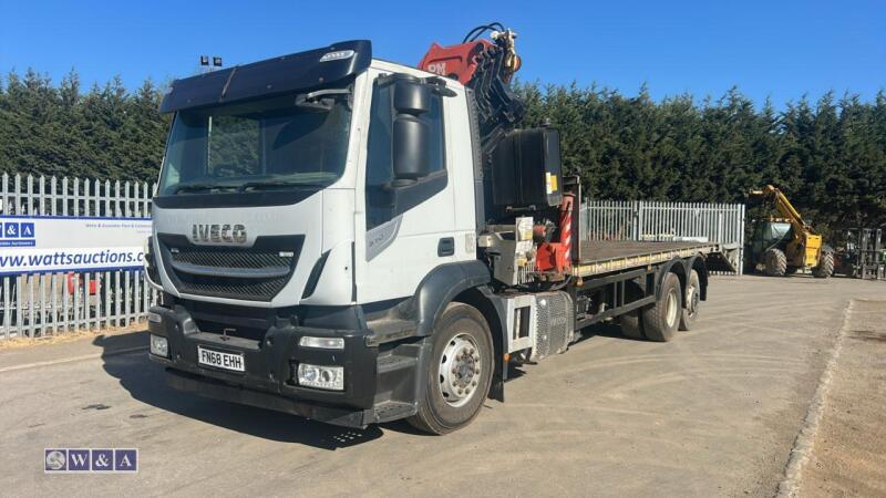 Iveco stralis 310 cheese wedge flat bed c/w pm crane