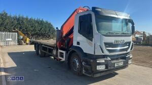 Iveco stralis 310 cheese wedge flat bed c/w pm crane - 6