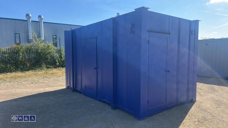 Blue containerised toilets