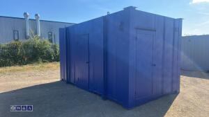 Blue containerised toilets