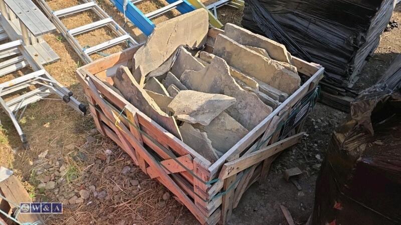 Crate of Yorkshire stone roofing slates