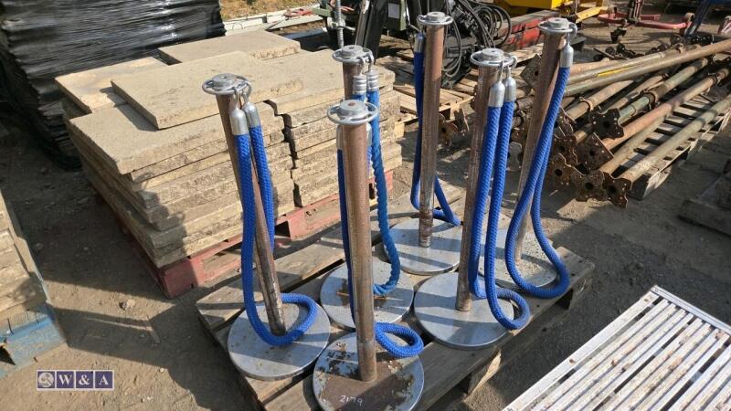 Quantity of chrome barriers c/w ropes / clips