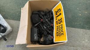 Box of 240v portable light charers & in car chargers - 2