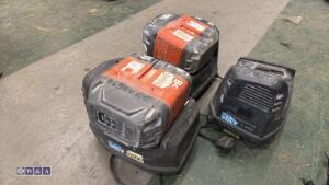 2 x HUSQVARNA batteries & 3 x chargers (598)(200)(201) - 5