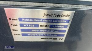 2025 WTS25 KUBOTA diesel driven rubber tracked excavator S/n: with bucket, blade, piped & thumb (unused) - 24