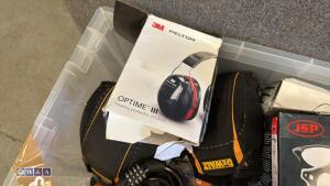 Box of masks, ear defenders, knee pads etc - 4