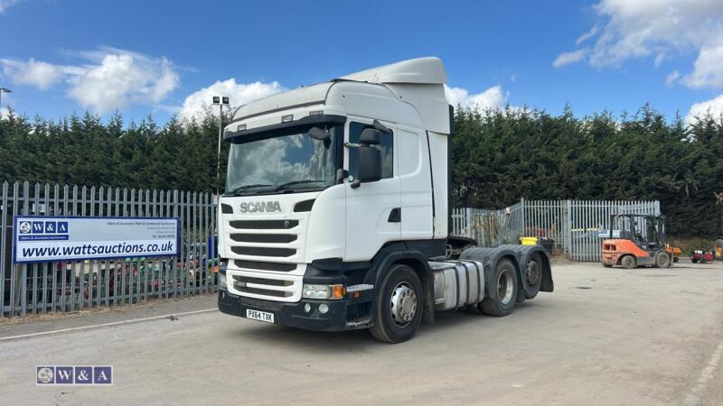 2014 SCANIA R450 tag axle twin line hydraulics (PX64 TXK)(MoT 28th February 2027)(V5, MoT & other history in office)(CATEGORY C INSURANCE LOSS)