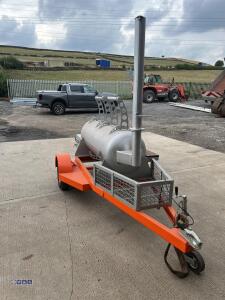 Custom built fast tow Smoker / BBQ oven, two door, 4-rack oven. removable chimney, thermostats (unused) (viewing by appointment to be sold off site Huddersfield HD5) - 2