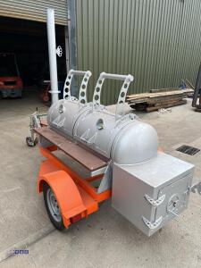 Custom built fast tow Smoker / BBQ oven, two door, 4-rack oven. removable chimney, thermostats (unused) (viewing by appointment to be sold off site Huddersfield HD5) - 5