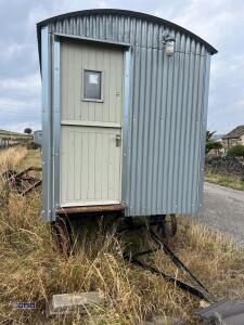 HIRSTLE FABRICATIONS Shepherds hut built on iron wheeled turntable chassis (12ft x 7ft) (to be sold off site Huddersfield HD5) - 3