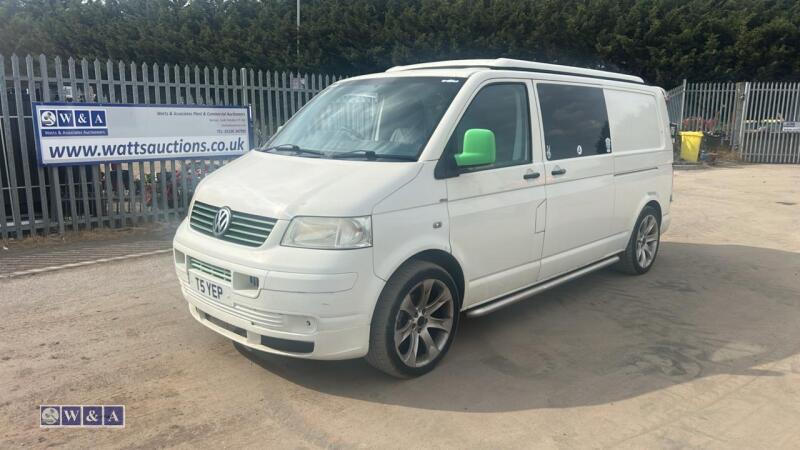 2006 VOLKSWAGEN TRANSPORTER camper conversion c/w pop top, 2 x gas hobs, sink, electric hook up, bike rack, rock & rolla bed (T5 YEP)(folder of history in office)
