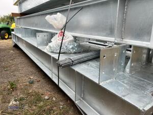60' x 30' x 16' Fully Galvanised steel portal frame building 3' x 20' bays, 8 stanchions, 8 x rafters, 2 x roof brace, 4 x side braces, 30 x C180 purlins, Weight 4500kg, 12.5 degrees roof pitch, roof cleats to accept fibre cement or steel cladding c/w bol - 12