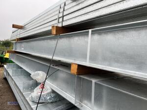 60' x 30' x 16' Fully Galvanised steel portal frame building 3' x 20' bays, 8 stanchions, 8 x rafters, 2 x roof brace, 4 x side braces, 30 x C180 purlins, Weight 4500kg, 12.5 degrees roof pitch, roof cleats to accept fibre cement or steel cladding c/w bol - 14