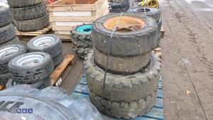Pallet of forklift wheels & tyres - 4